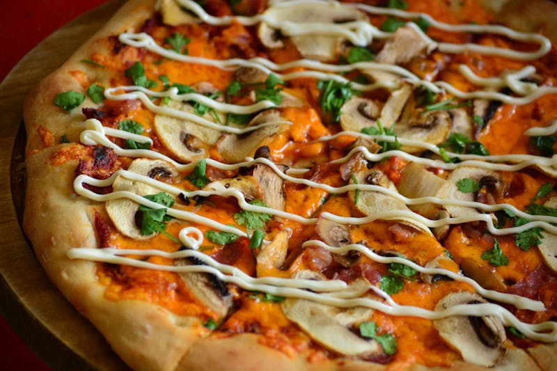 Truffle mushroom pizza with wild mushrooms and truffle oil