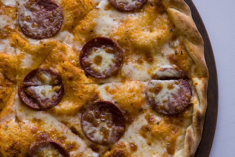 Spicy Diavola pizza with hot salami and chili flakes